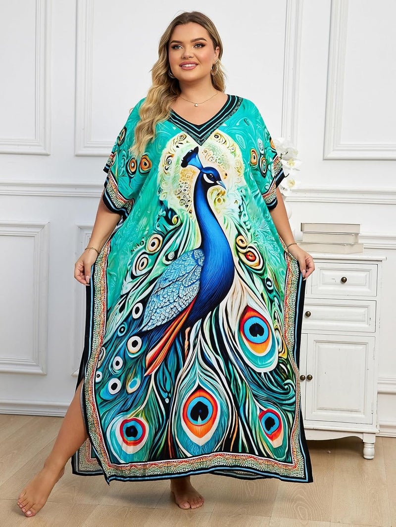 IMAGEKOPE Kaftan Dresses for Women Plus Size Bathing Suit Cover up Caftan Maxi Beach Dresses - Image 4